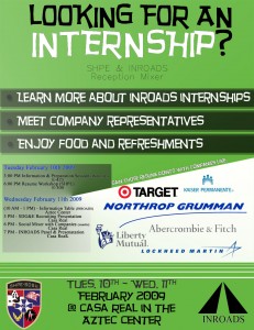 SHPE INROADS internship flyer